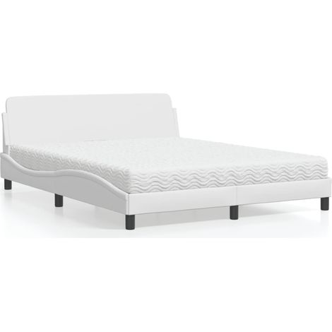 Bett mit Matratze Weiß 160x200 cm Kunstleder vidaXL787706 (1/5)