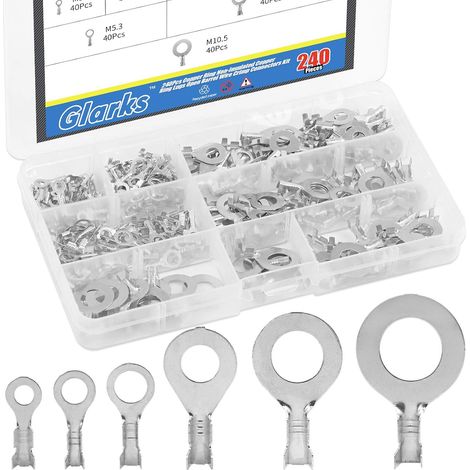 Assortiment de 240 cosses à anneau en cuivre non isolées (1/5)