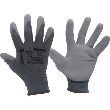 Handschuhe für Handhabung EUROLITE 13P105 Polyester grau mit PU-Ende grau - 1 Paar Größe 9