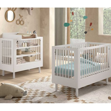 Chambre bébé Forrest: lit bébé 60x120cm, table à langer - bois de (1/5)