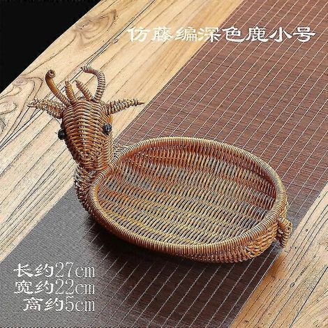 Obstkorb aus Rattan, Aufbewahrungskorb für den Haushalt, Aufbewahrungskorb mit Tiermotiv aus Rattan, multifunktionale Dekoration – kleiner Hirsch