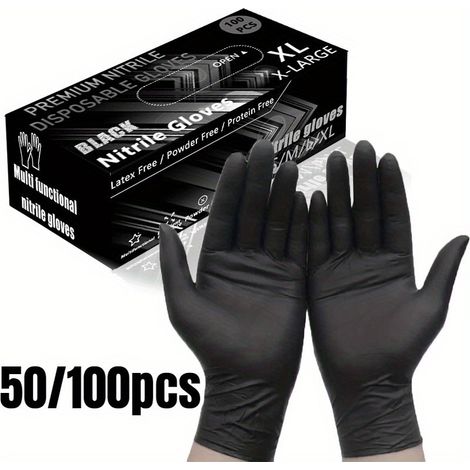 Nitrilhandschuhe – Schwarz – Packung mit 100 Stück – Größe 8/9 – L