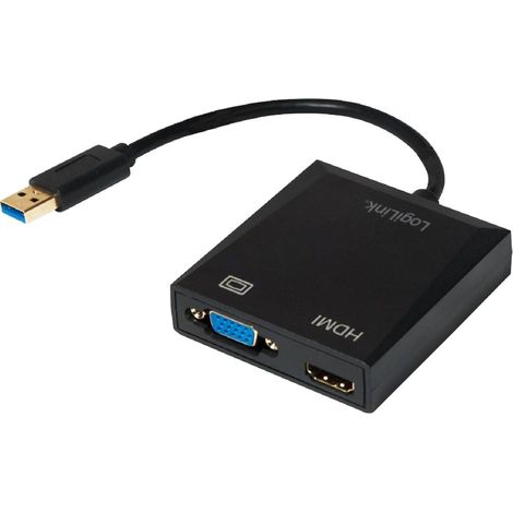 Adaptateur USB 2.0.USB 3.0 D-Sub 15pin HD femelle HDMI femelle USB A prise male - Noir