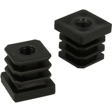 Puntali interni alettati quadri neri Ø 25 x 25 mm. con foro filettato 4 pz.