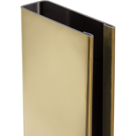 Perfil en U 8 mm con 200 cm para mampara de ducha walk-in en acero inoxidable 304 champagne gold 8K (pulido espejo en dorado) perforado (1/5)