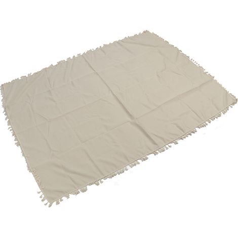 Nappe rectangulaire décorative en fibre de polyester avec pompons et dentelle, beige, 140 x 180 cm / 55,1 x 70,9 pouces, idéale pour la maison, les restaurants et les hôtels.