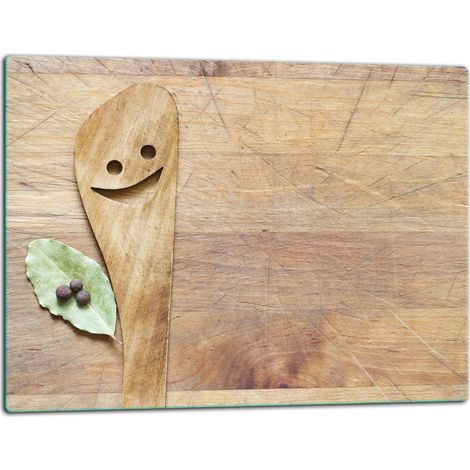 Planche à découper en verre 52x40, cuillère en bois (1/5)