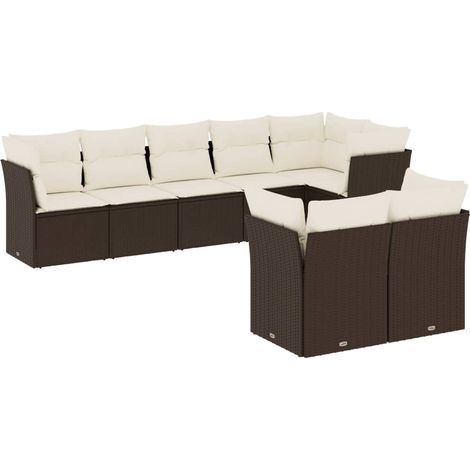 Set sofás de jardín 8 piezas y cojines ratán sintético marrón vidaXL (1/5)