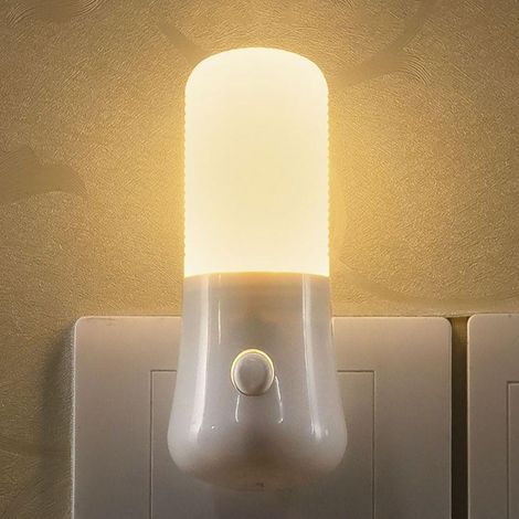 Veilleuse LED à brancher, lampe de nuit à lumière blanche douce avec capteur crépusculaire pour chambre, salle de bain, couloir, escalier (1/5)
