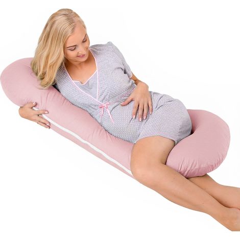 Almohada de embarazo de terciopelo tipo C para dormir de lado y amamantar - Rosa (1/5)