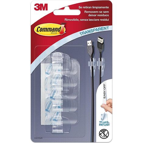 Command clips redondos para cables, tranparentes, 19 x 32 x 13 mm, 4 uds + 5 tiras, 17017clr (1/5)
