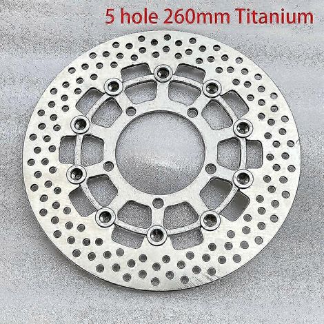 Disques de frein flottants universels en alliage d'aluminium pour moto, diamètre extérieur 200 mm/220 mm/245 mm/260 mm, plaquettes de frein à refroidissement rapide (titane 260 mm) (1/5)