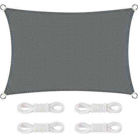 Voile d'ombrage Imperméable Rectangulaire 2 x 3m Toile Ombrage 95% Une Protection des Rayons UV pour Extérieur Terrasse Jardin Balcon (Gris)