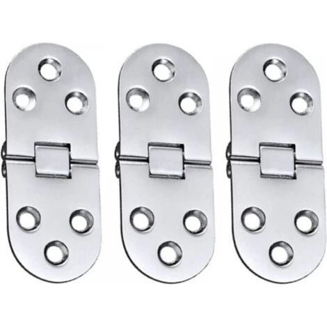 Lot de 3 charnières de table en alliage (argent) en acier inoxydable, charnière rabattable pour porte pliante, pour tiroir, table, bureau, machine à coudre, argent (1/5)