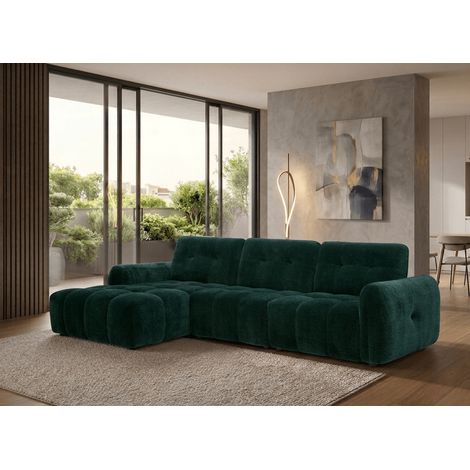 Canapé d'angle en velours tissé vert sapin avec dossier réglable