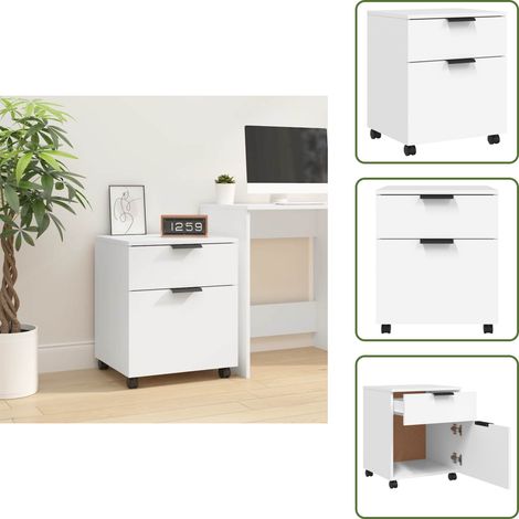 Classeur mobile avec roues Blanc 45x38x54 cm Bois d'ingénierie - Meuble De Bureau - Classeur - Armoire De Rangement - Rangement Bureautique - Bureau Moderne (1/5)
