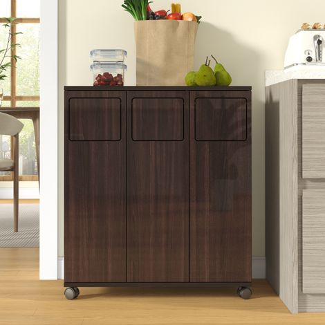 Mobile raccolta differenziata 69,3x35x80,3 cm MDF marrone 3 scomparti – MEUBLIV (1/5)