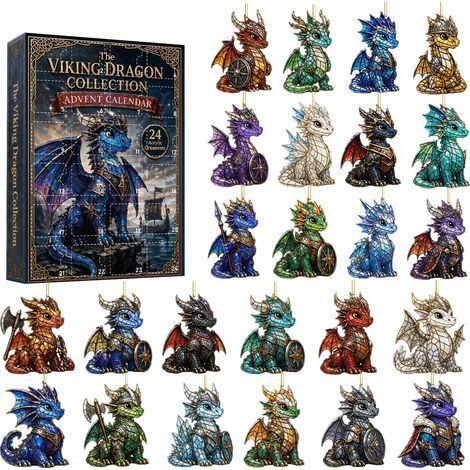 Weihnachtsüberraschungsbox, Adventskalender, Wikinger-Drachen-Schlüsselanhänger aus Acryl, Weihnachtsüberraschungsbox mit Schlüsselanhänger (1/5)