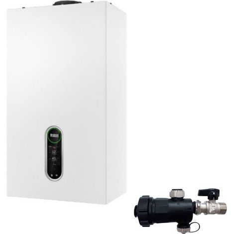 Riello Caldaia a Condensazione Family HM 30 Kis 25 kW Metano Completa Di Kit Fumi e Defangatore Omaggio  ADATTATORE SDOPPIATO