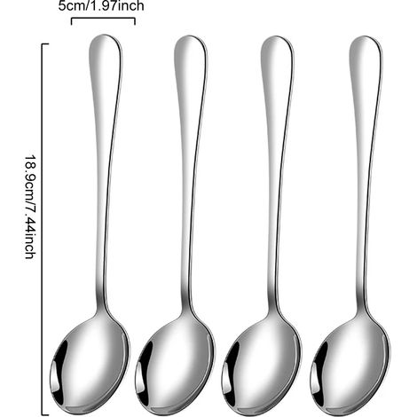 (18,9 cm, 4 pièces) Cuillères à café en acier inoxydable, durables et lavables au lave-vaisselle.