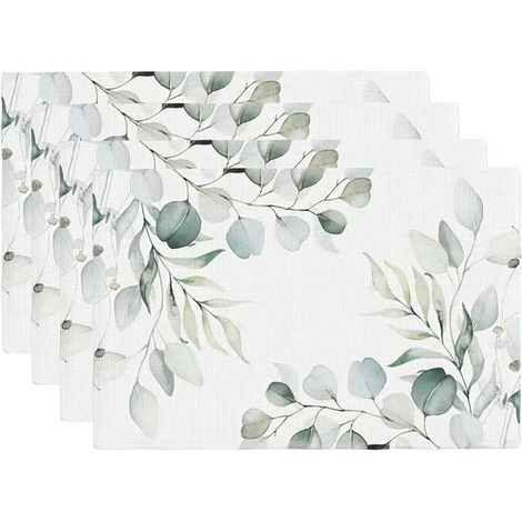 Manteles individuales con estampado floral - Lino - Varios colores - Manteles individuales grandes - 45x30cm - Juego de 4 (1/5)