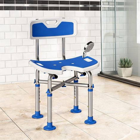 Chaise de douche réglable en aluminium 150 kg 48 x 47,5 x 82 cm (1/5)
