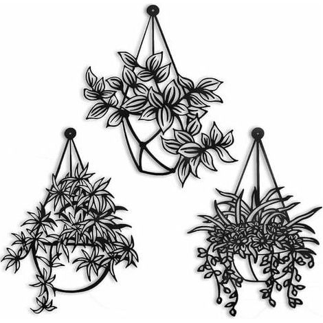Wall Art - Black Metal Flower Wall Decoration - Outdoor Indoor Use for Garden Patio Balcony Bathroom Kitchen Bedroom - 1 Piece (1/5)