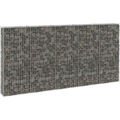 Mur en gabion avec couvercles Acier galvanisé 300x30x150 cm