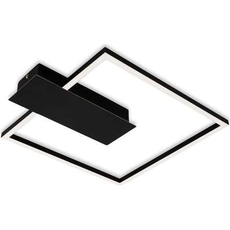 Plafonnier LED à intensité variable sur 3 niveaux, fonction mémoire, couleur de lumière blanc chaud, plafonnier LED rectangulaire, noir, 375x320 mm (1/5)