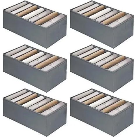 Rangement Vetement,6 pcs Organisateur Armoire Vetement Pliable,Boite Rangement Vetement avec 7 Compartiments pour Soutiens - Chausse (1/4)