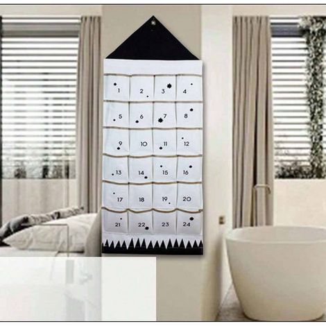 Sac de rangement de Noël à 24 compartiments, à fixer au mur ou à suspendre derrière la porte Pour salon, bureau et dortoir (1/5)