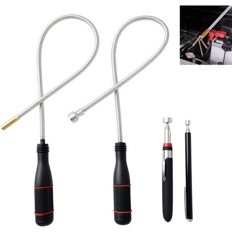 4 Pièces Tige Magnétique Télescopique, Aimant Flexible Extensible, Outil Ramasse Vis Extensible avec Aimant, Ramassage de Petites Pièces Métalliques pour Atelier, Garage, Bricolage (1/5)