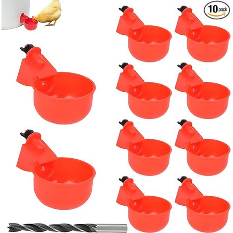 Abreuvoir Automatique pour Volailles, de Abreuvoirs Automatiques pour Volailles et Foret de 9 mm,Abreuvoir pour Poule,Gobelets à Eau de Poulet,Pour Canards, Oies,Dindes et Pigeons (1/5)