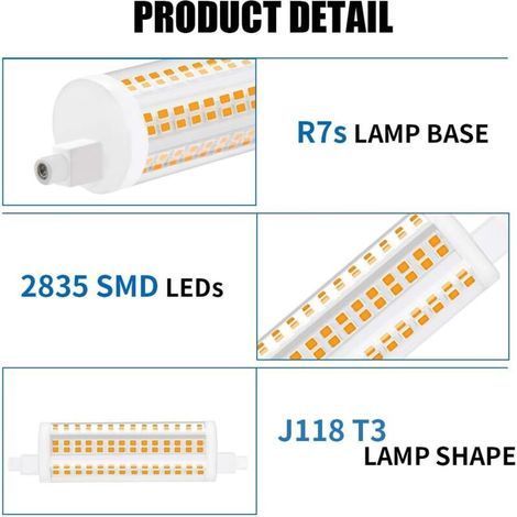 20W 118mm R7s Dimmable Ampoule LED J118 Lumière du jour 4000K 2200lm double extrémité spot équivaut à 200W ampoule halogène pour maison, salon, balcon, hôtel, restaurant, etc(2pcs) [Classe éner (1/3)