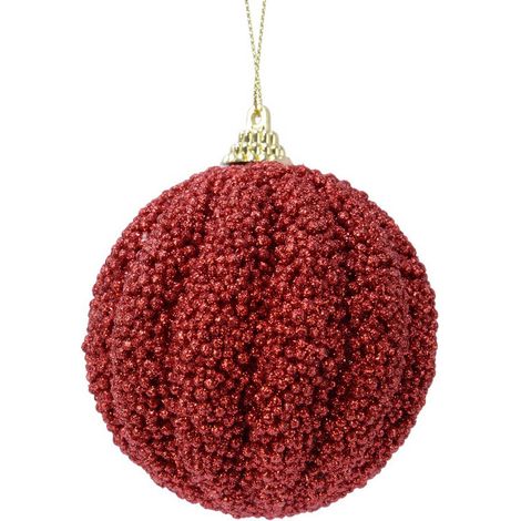 Decoris Pallina di Natale Rossa Glitter in Rilievo - 8 cm