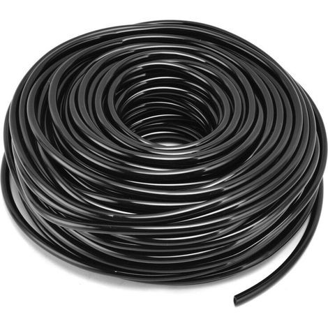 1 x tube d'irrigation goutte à goutte, PVC noir, 50 m, diamètre 4/7 mm, flexible, pour jardin, pelouse et parterres de fleurs (1/4)
