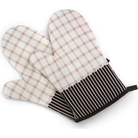 Paire de gants mitaine en coton antidérapants résistants à la chaleur, pour four, micro-ondes, BBQ – DELKEVIC (1/5)