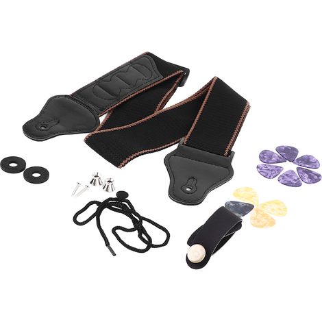 Sangle de guitare ajustable douce, confortable avec médiator pour guitare électrique et basse (1/5)
