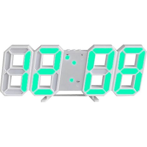 Réveil numérique 3D intelligent, horloge murale numérique, réveil électronique LED, cadeau - Vert (1/5)