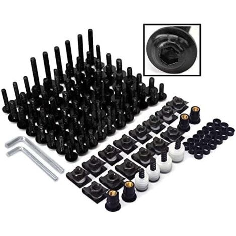Pr Ersandy – Vis de carénage moto – Kit de boulons M6/M5 avec rondelles nylon – Résistance à la corrosion – Pour carénages et pièces décoratives (1/5)