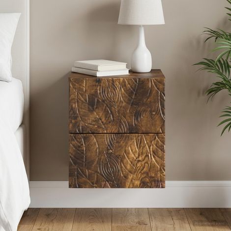 vidaXL Wall-Mounted Bedside Cabinet Smoked Oak 34.5 x 33 x 40 cm (1/5)