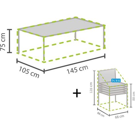 Schutzhüllen Set: 1x Hülle für Tisch max. 140cm + 1x Hülle für 4-6 Stapelstühle (1/5)