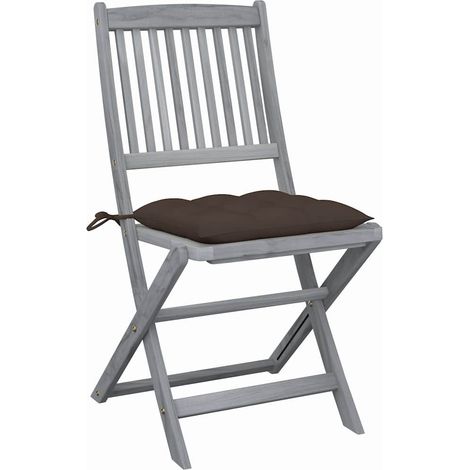 Maison Exclusive - Chaises pliantes 4 pièces avec coussins en bois d'acacia massif (1/5)