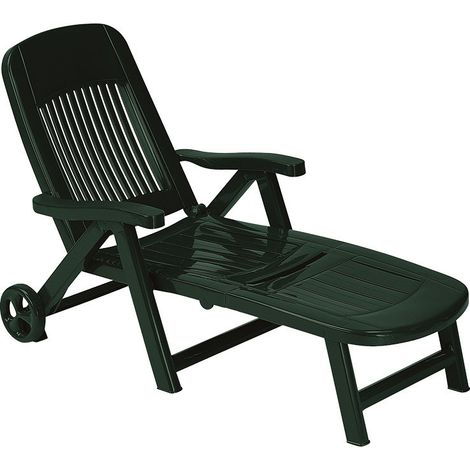 Tumbona CALIFORNIA con Ruedas Traseras Respaldo Reclinable para Exterior Color: Verde