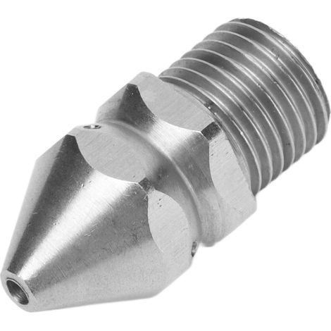 Buse de nettoyage tuyau inox filetage mâle G1/4in pour égout et canalisation, jet 4 trous 1 avant 3 arrière 250 bar (1/5)