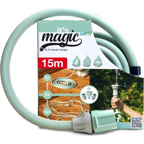 TUBO IRRIGAZIONE ESTENDIBILE IDROEASY MAGIC LUNGHEZZA 15m COMPLETO DI ATTACCO E DOCCETTA