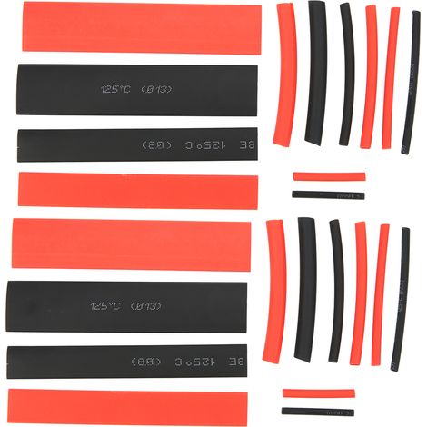 Assortiment de 300 gaines thermorétractables en polyoléfine pour câbles électriques, noir et rouge. (1/5)