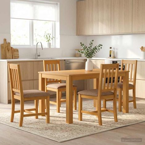 vidaXL Ensemble de salle à manger 5 pc Gris Bois de chêne massif (1/5)