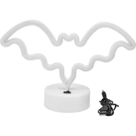 Enseigne néon chauve-souris, décoration lumineuse d'Halloween unique, fonctionne sur base USB ou piles, pour chambre à coucher, bar et festival (1/5)