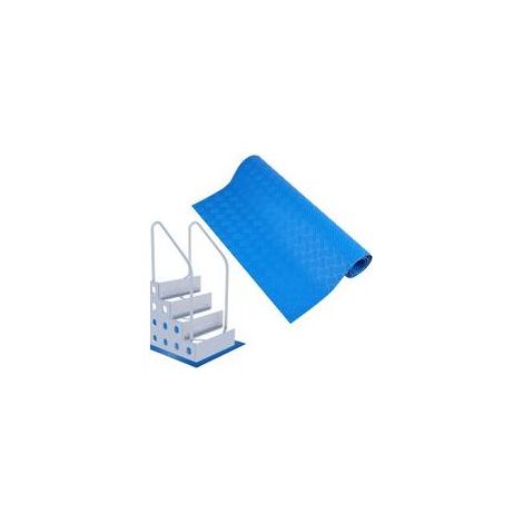 Tapis Échelle Piscine, 1,5 mm d'Épaisseur Tapis d'Échelle de Piscine Marchepied Antidérapant pour Piscine Hors Sol et Creusée (Bleu, 18 x 36 Pouces/ 45 x 91,5 cm) (1/5)